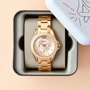  Shop Authentic Fossil Riley Multifunction Rose Gold Dial Rose Gold Steel Strap Watch for Women - ES2811 - Luxxuri