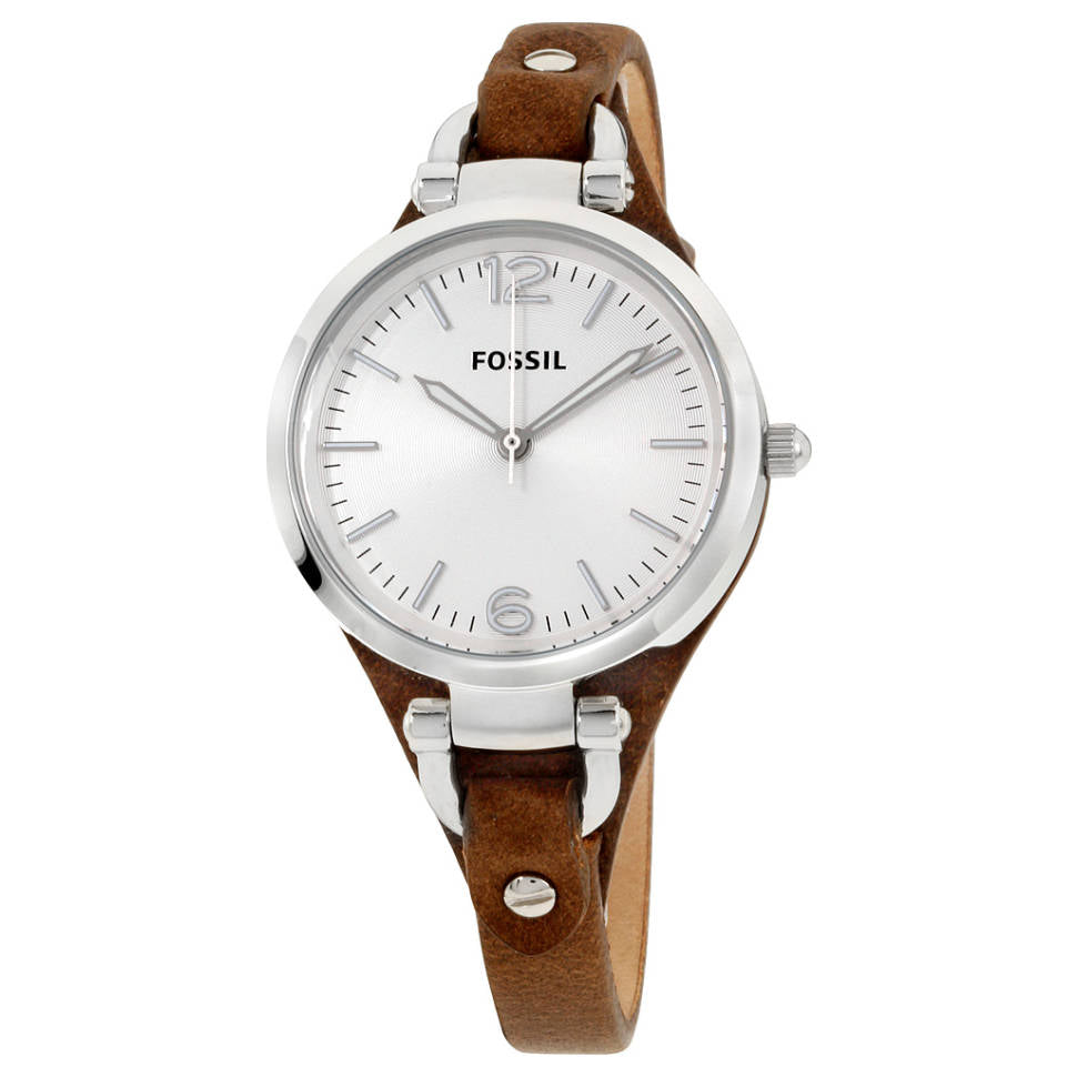  Shop Authentic Fossil Georgia White Dial Brown Leather Strap Watch for Women - ES3060 - Luxxuri