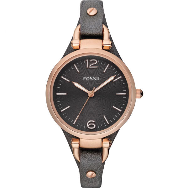  Shop Authentic Fossil Georgia Smoke Grey Dial Grey Leather Strap Watch for Women - ES3077 - Luxxuri