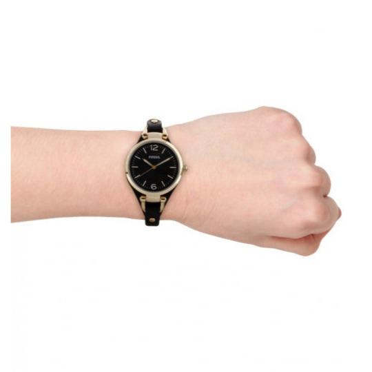 Shop Authentic Fossil Georgia Black Dial Black Leather Strap Watch for Women - ES3148 - Luxxuri