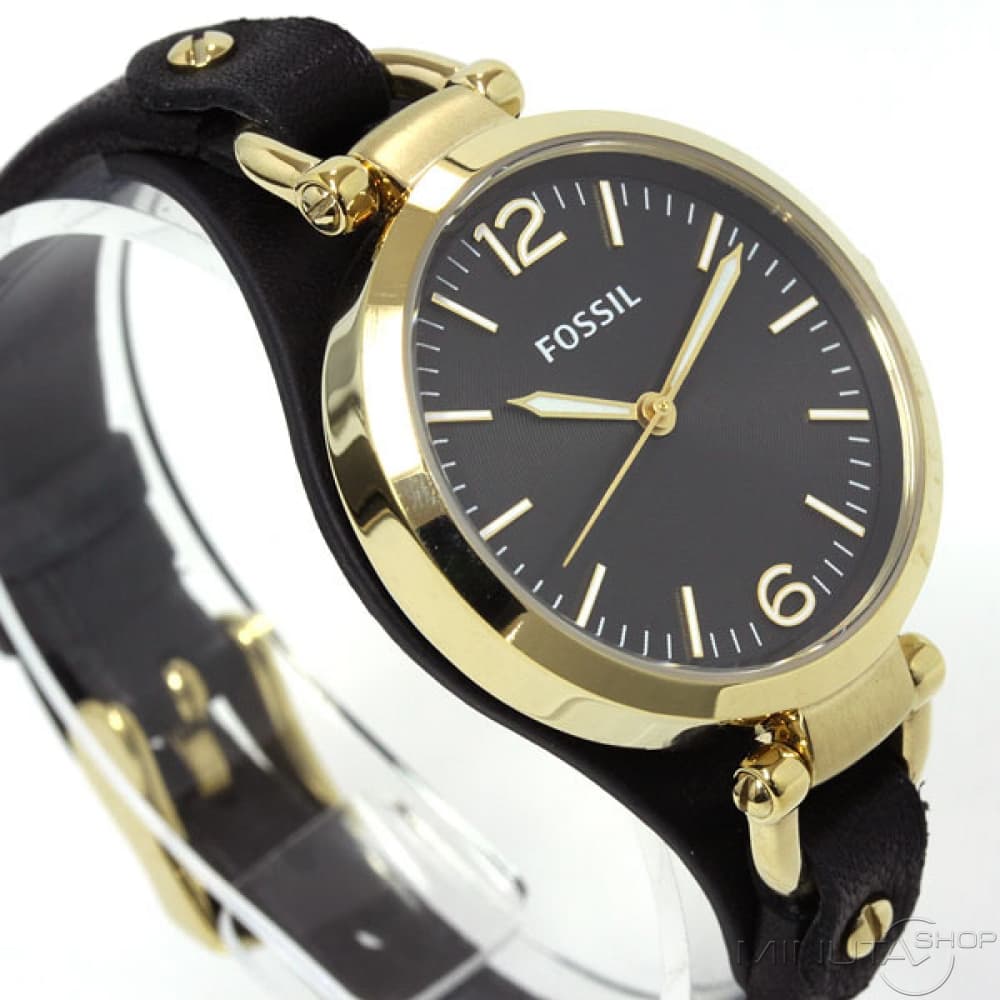  Shop Authentic Fossil Georgia Black Dial Black Leather Strap Watch for Women - ES3148 - Luxxuri
