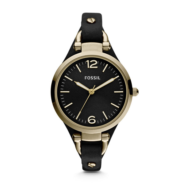  Shop Authentic Fossil Georgia Black Dial Black Leather Strap Watch for Women - ES3148 - Luxxuri