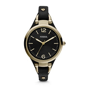  Shop Authentic Fossil Georgia Black Dial Black Leather Strap Watch for Women - ES3148 - Luxxuri