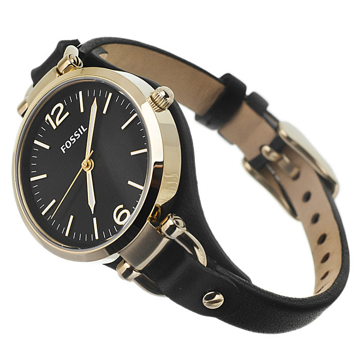  Shop Authentic Fossil Georgia Black Dial Black Leather Strap Watch for Women - ES3148 - Luxxuri