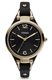  Shop Authentic Fossil Georgia Black Dial Black Leather Strap Watch for Women - ES3148 - Luxxuri