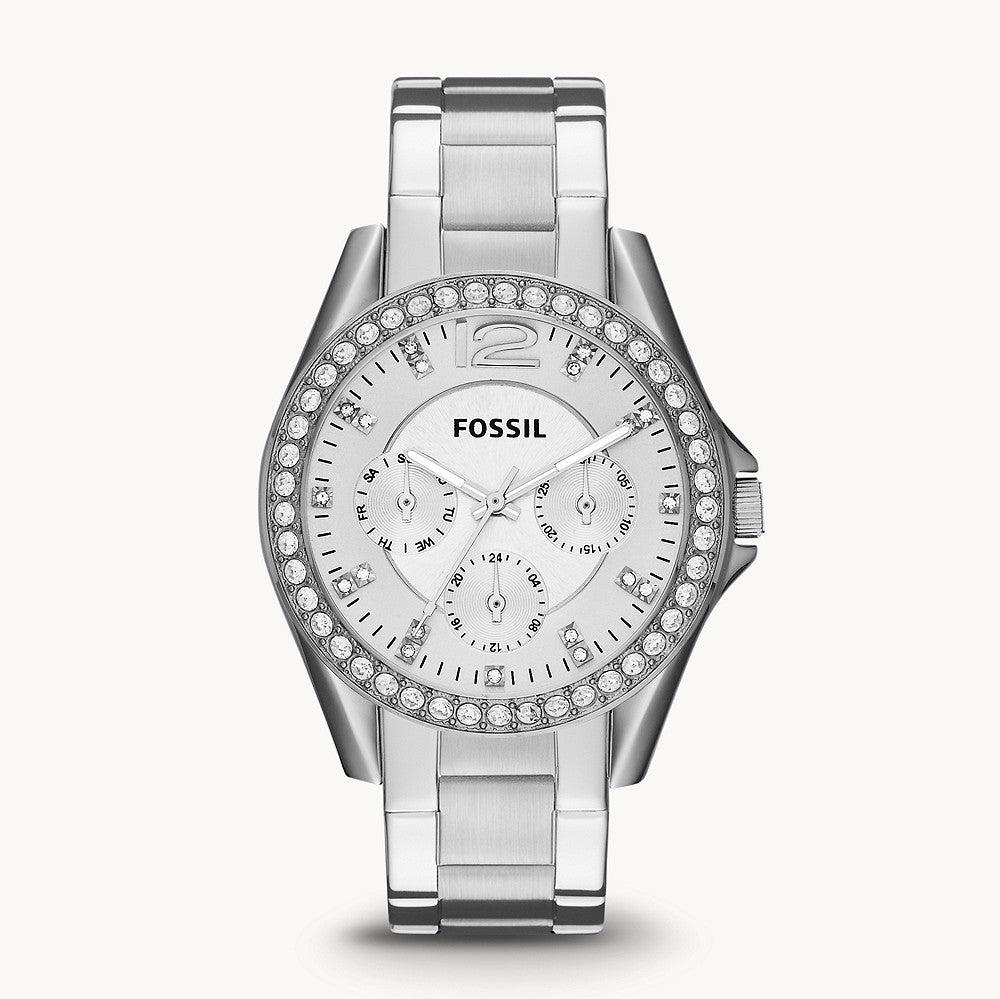  Shop Authentic Fossil Riley Multifunction Silver Dial Silver Steel Strap Watch for Women - ES3202 - Luxxuri
