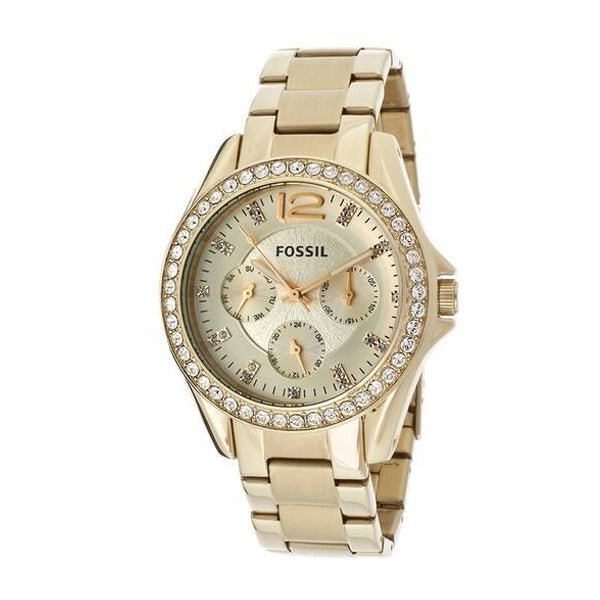  Shop Authentic Fossil Riley Gold Dial Gold Steel Strap Watch for Women - ES3203 - Luxxuri