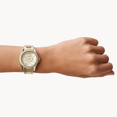  Shop Authentic Fossil Riley Gold Dial Gold Steel Strap Watch for Women - ES3203 - Luxxuri