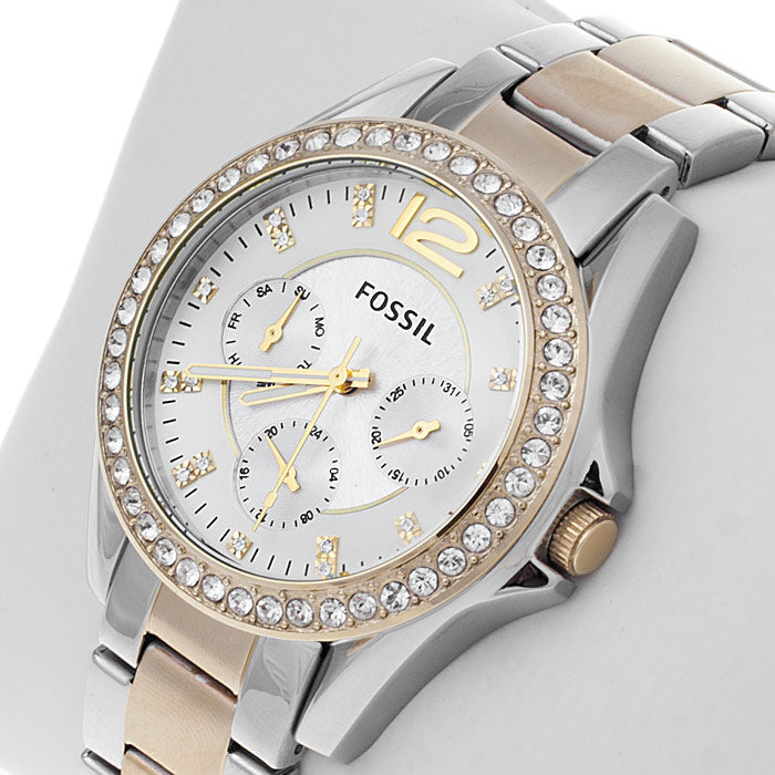  Shop Authentic Fossil Riley White Dial Two Tone Steel Strap Watch for Women - ES3204 - Luxxuri