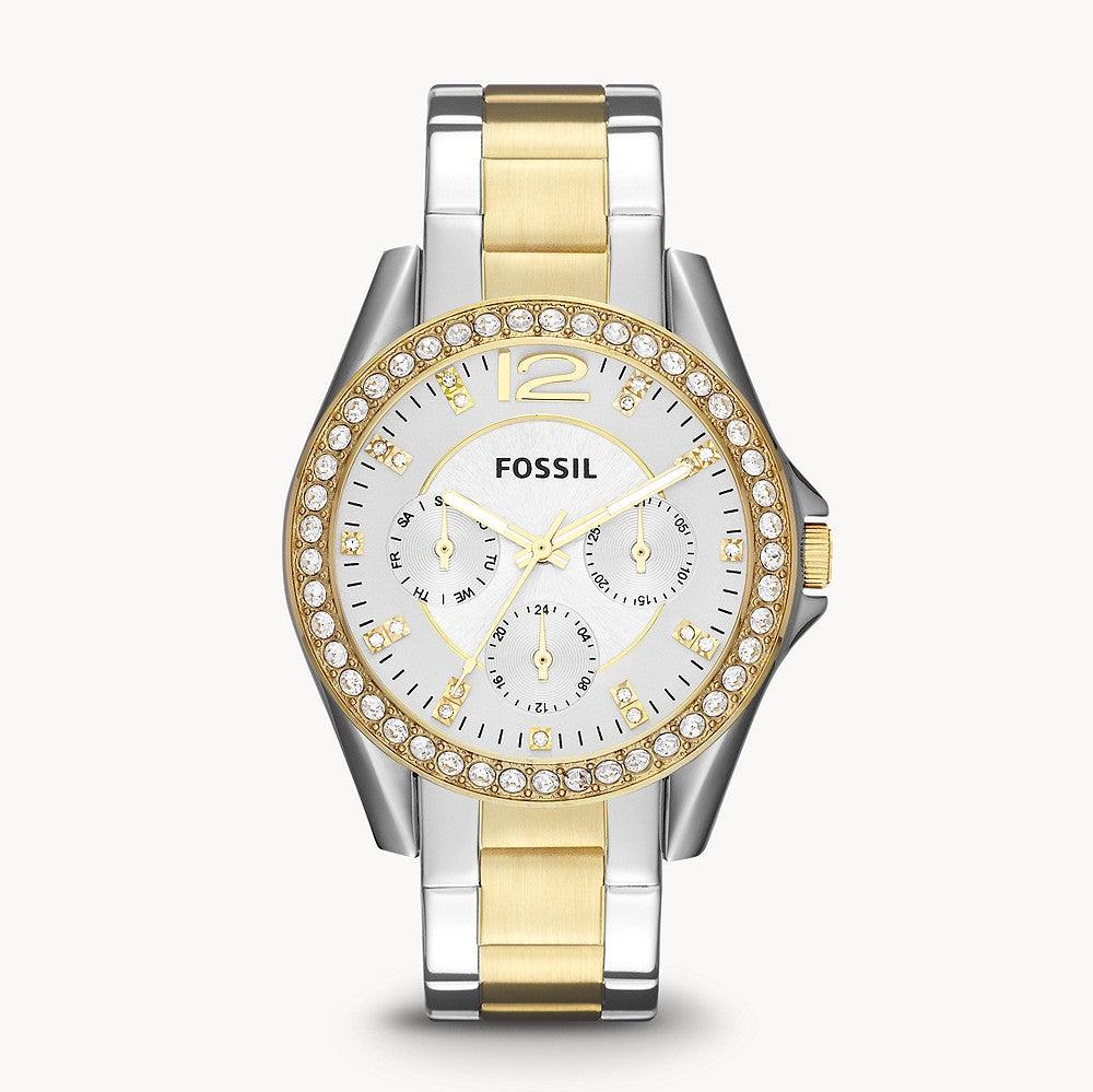  Shop Authentic Fossil Riley White Dial Two Tone Steel Strap Watch for Women - ES3204 - Luxxuri
