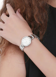  Shop Authentic Fossil Virginia Silver Dial Silver Steel Strap Watch for Women - ES3282 - Luxxuri