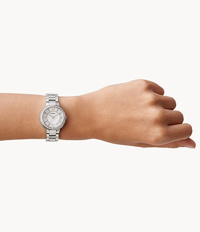  Shop Authentic Fossil Virginia Silver Dial Silver Steel Strap Watch for Women - ES3282 - Luxxuri