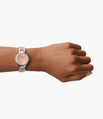  Shop Authentic Fossil Virginia Rose Gold Dial Two Tone Steel Strap Watch for Women - ES3405 - Luxxuri