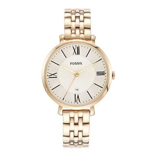  Shop Authentic Fossil Jacqueline White Dial Gold Steel Strap Watch for Women - ES3434 - Luxxuri