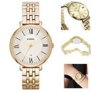  Shop Authentic Fossil Jacqueline White Dial Gold Steel Strap Watch for Women - ES3434 - Luxxuri