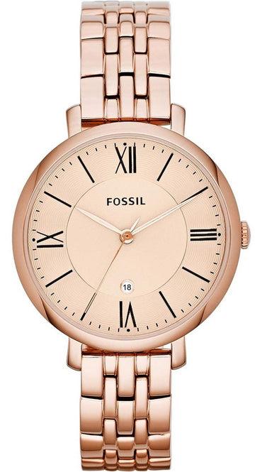  Shop Authentic Fossil Jacqueline Rose Gold Dial Rose Gold Steel Strap Watch for Women - ES3435 - Luxxuri