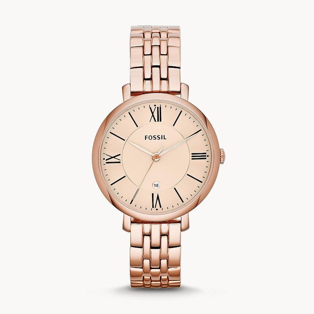  Shop Authentic Fossil Jacqueline Rose Gold Dial Rose Gold Steel Strap Watch for Women - ES3435 - Luxxuri