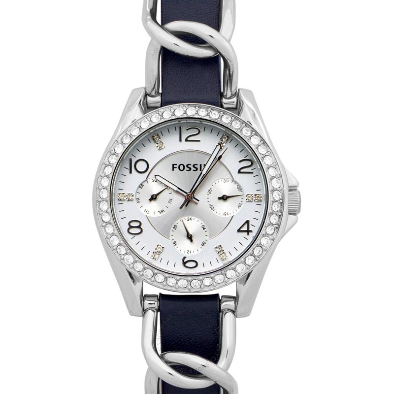  Shop Authentic Fossil Riley White Dial Blue Leather Strap Watch for Women - ES3464 - Luxxuri
