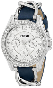  Shop Authentic Fossil Riley White Dial Blue Leather Strap Watch for Women - ES3464 - Luxxuri