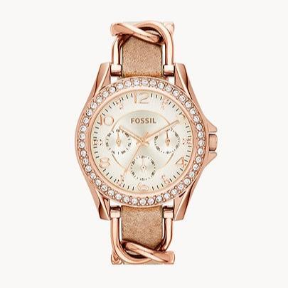 Shop Authentic Fossil Riley White Dial Sand Leather Strap Watch for Women - ES3466 - Luxxuri