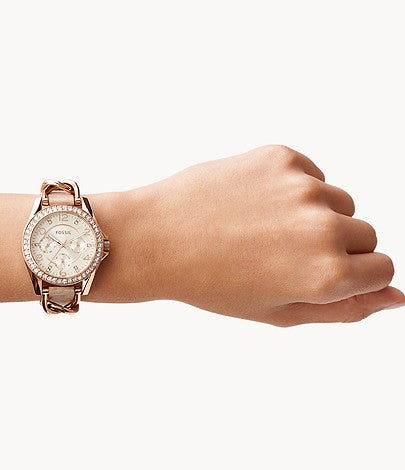  Shop Authentic Fossil Riley White Dial Sand Leather Strap Watch for Women - ES3466 - Luxxuri