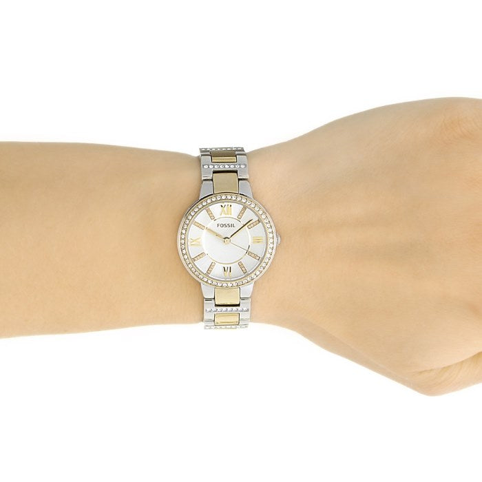  Shop Authentic Fossil Virginia Silver Dial Two Tone Steel Strap Watch for Women - ES3503 - Luxxuri
