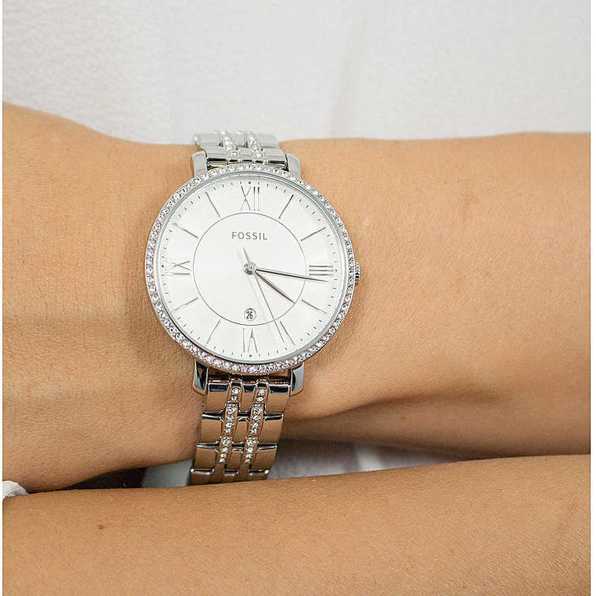  Shop Authentic Fossil Jacqueline White Dial Silver Steel Strap Watch for Women - ES3545 - Luxxuri