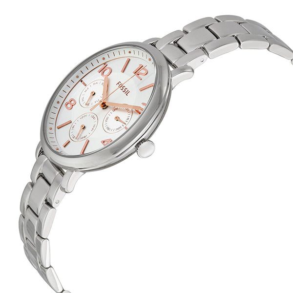  Shop Authentic Fossil Jacqueline Multifunction White Dial Silver Steel Strap Watch for Women - ES3738 - Luxxuri