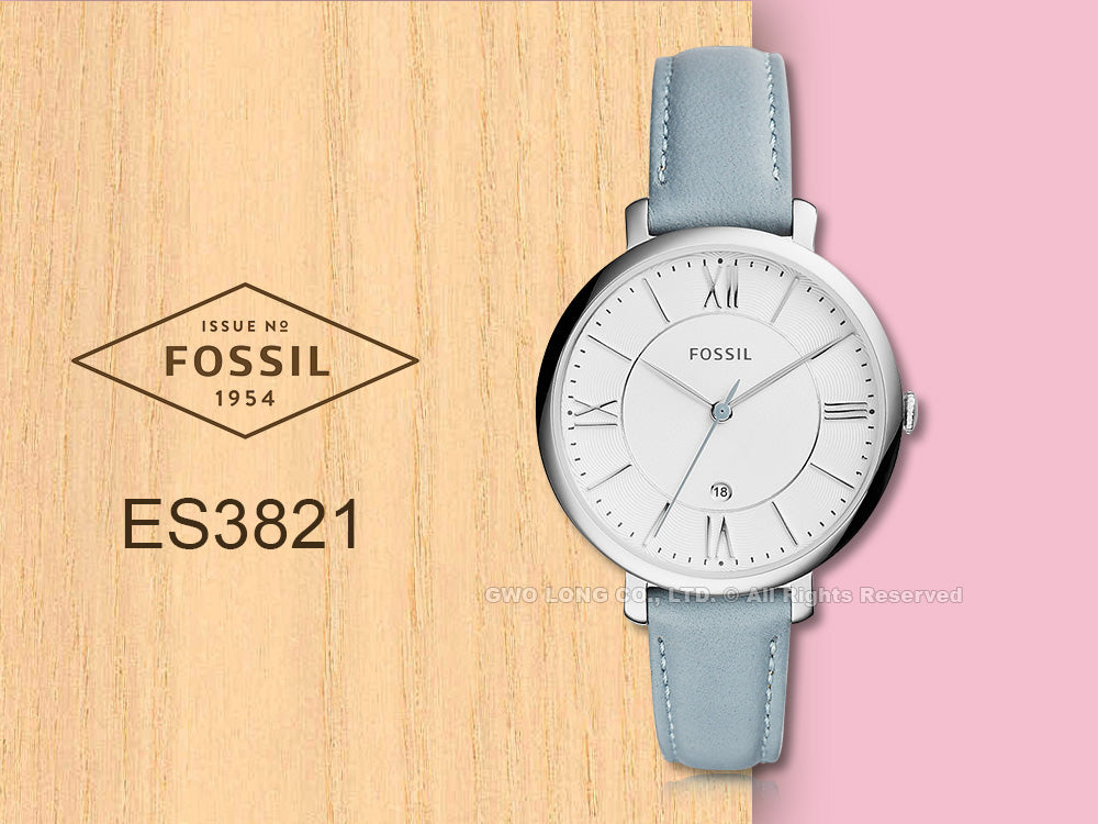  Shop Authentic Fossil Jacqueline White Dial Light Blue Leather Strap Watch for Women - ES3821 - Luxxuri