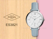  Shop Authentic Fossil Jacqueline White Dial Light Blue Leather Strap Watch for Women - ES3821 - Luxxuri