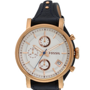  Shop Authentic Fossil Original Boyfriend Chronograph White Dial Navy Blue Leather Strap Watch for Women - ES3838 - Luxxuri