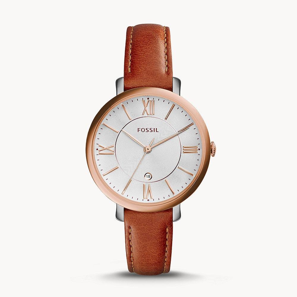  Shop Authentic Fossil Jacqueline White Dial Brown Leather Strap Watch for Women - ES3842 - Luxxuri