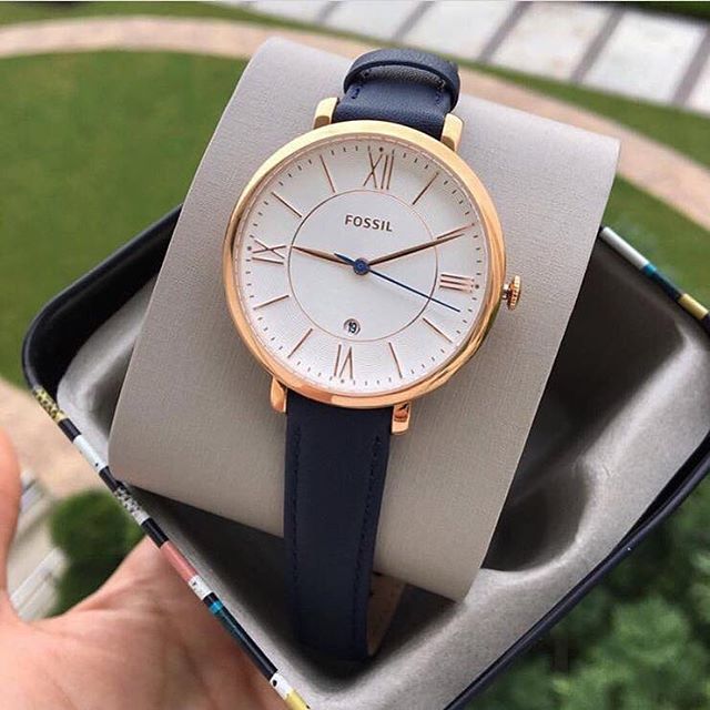  Shop Authentic Fossil Jacqueline White Dial Blue Leather Strap Watch for Women - ES3843 - Luxxuri