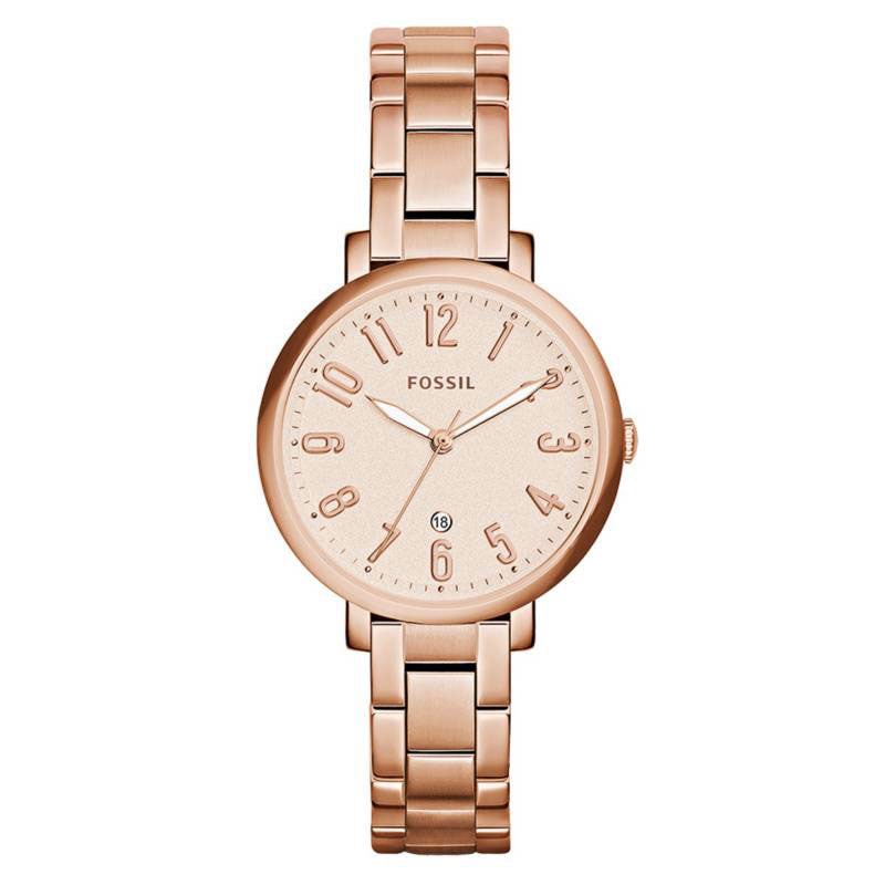 Shop Authentic Fossil Jacqueline Rose Gold Dial Rose Gold Steel Strap Watch for Women - ES3970 - Luxxuri