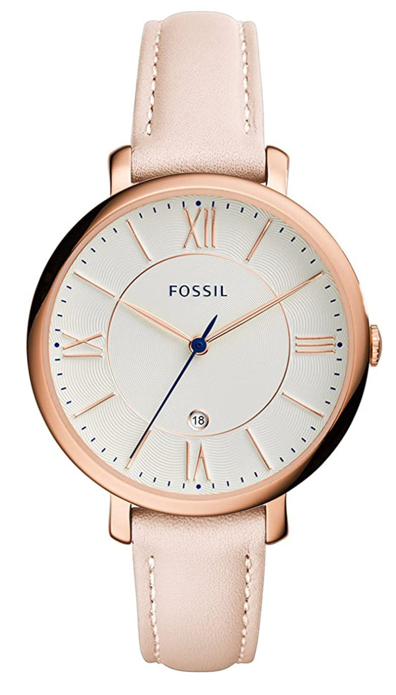  Shop Authentic Fossil Jacqueline White Dial Pink Leather Strap Watch for Women - ES3988 - Luxxuri