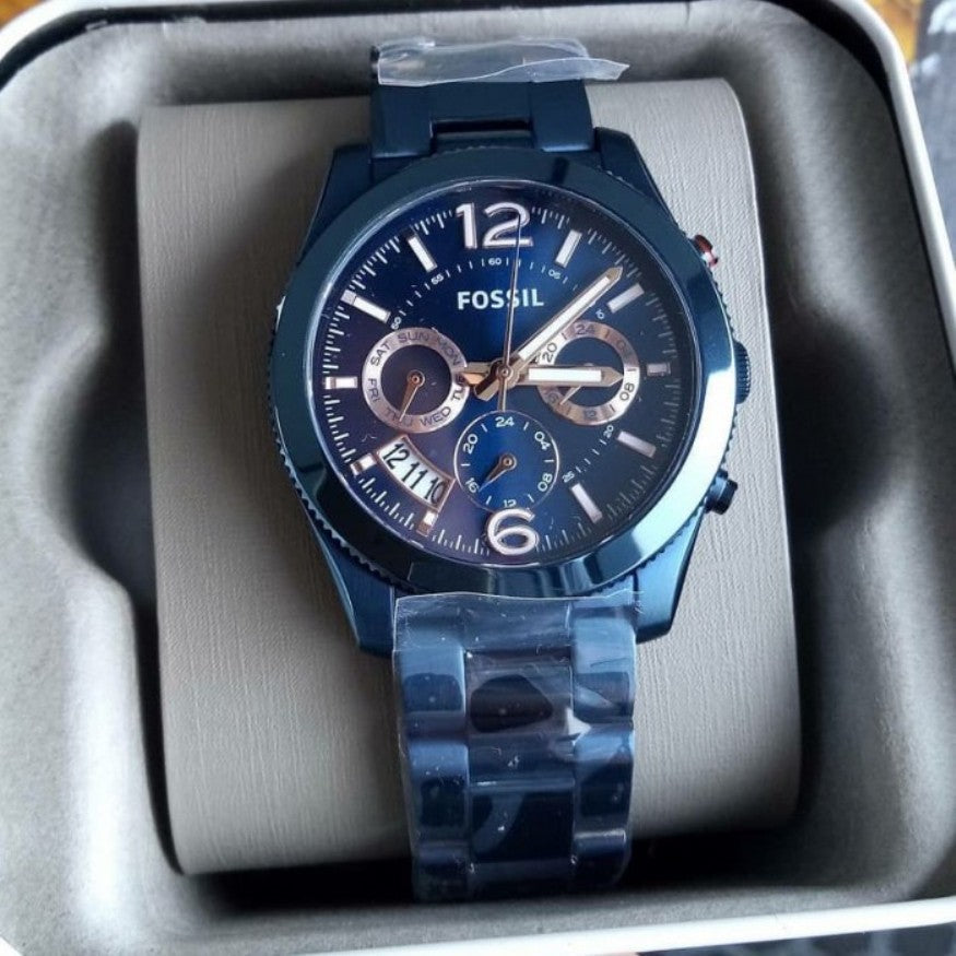  Shop Authentic Fossil Perfect Boyfriend Multifunction Blue Dial Blue Steel Strap Watch for Women - ES4093 - Luxxuri