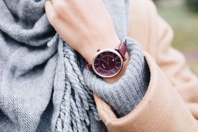  Shop Authentic Fossil Jacqueline Burgundy Dial Burgundy Leather Strap Watch for Women  - ES4099 - Luxxuri