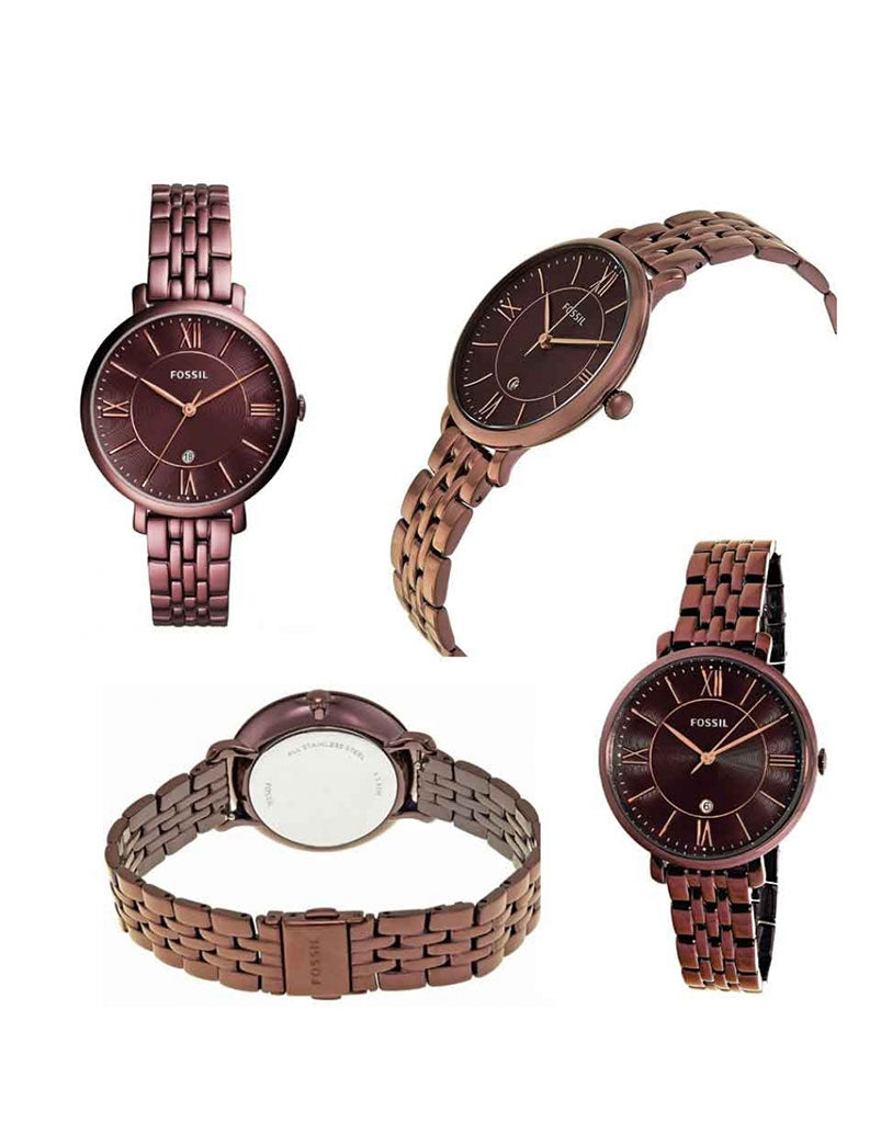  Shop Authentic Fossil Jacqueline Brown Dial Brown Steel Strap Watch for Women - ES4100 - Luxxuri