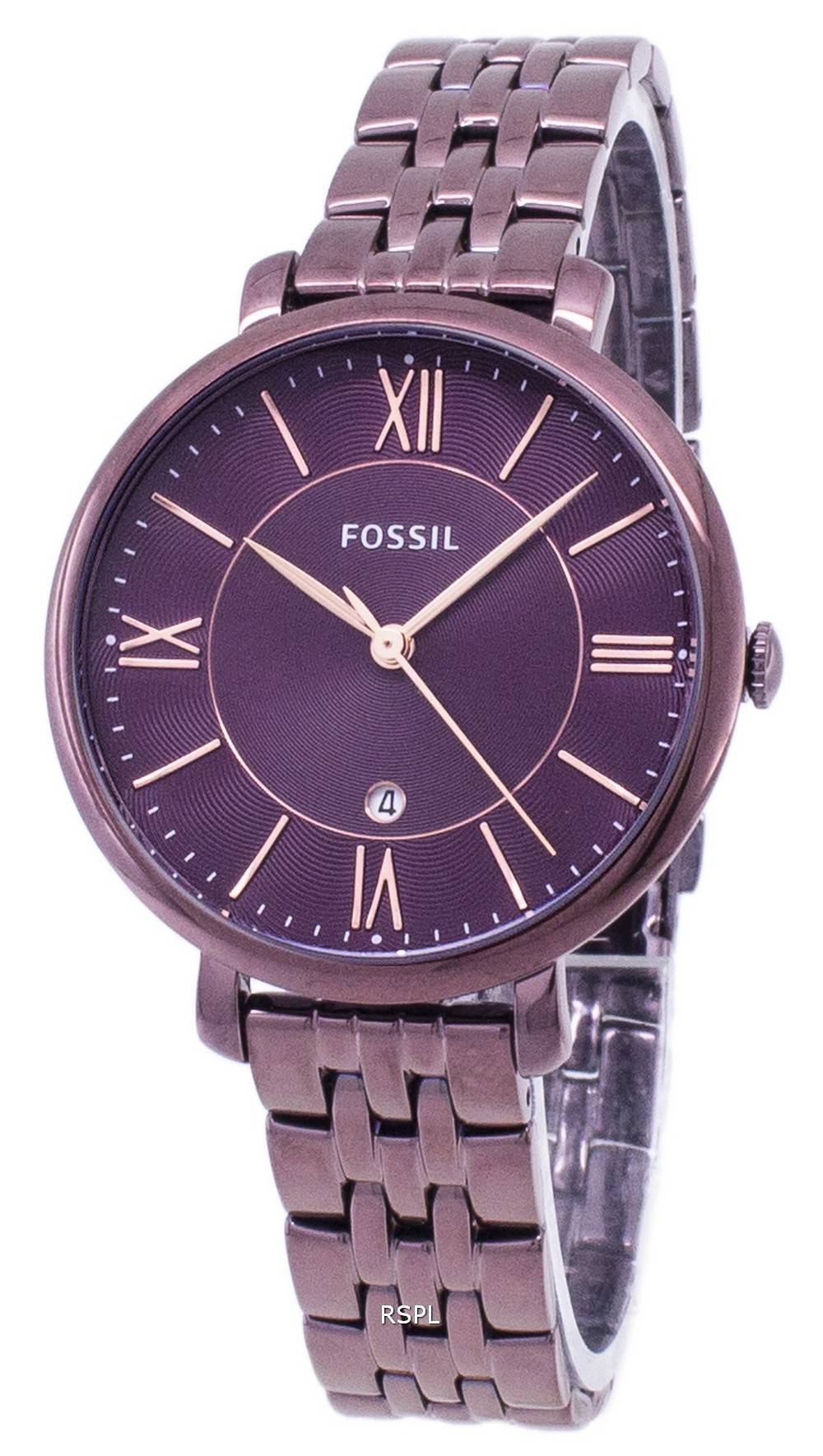  Shop Authentic Fossil Jacqueline Brown Dial Brown Steel Strap Watch for Women - ES4100 - Luxxuri