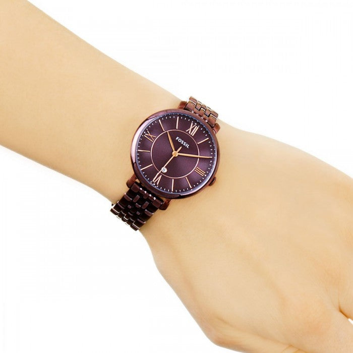  Shop Authentic Fossil Jacqueline Brown Dial Brown Steel Strap Watch for Women - ES4100 - Luxxuri