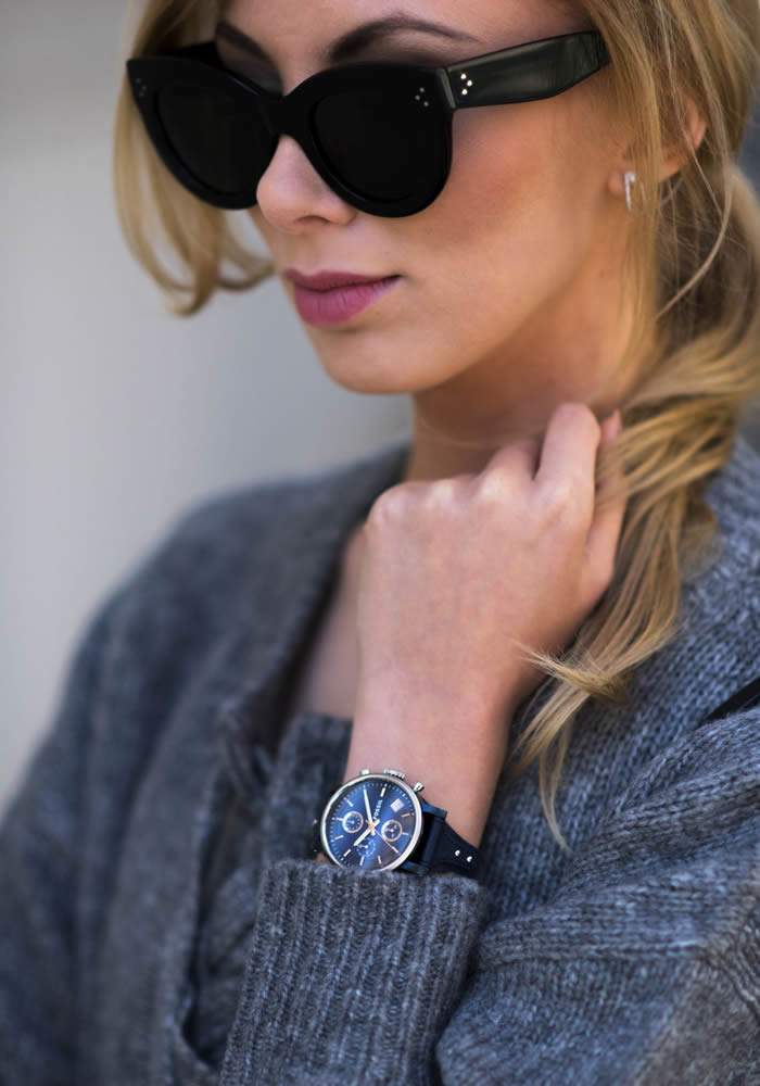  Shop Authentic Fossil Boyfriend Sport Chronograph Blue Dial Blue Leather Strap Watch for Women - ES4113 - Luxxuri