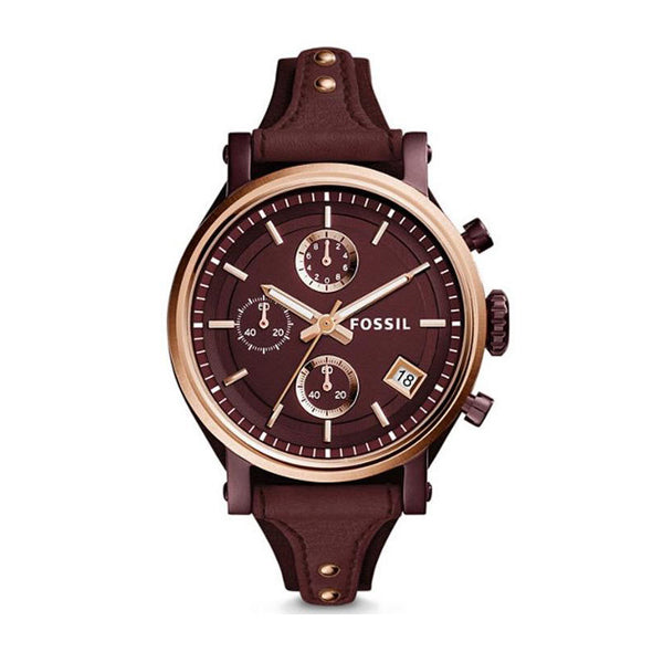  Shop Authentic Fossil Original Boyfriend Sport Chronograph Maroon Dial Maroon Leather Strap Watch for Women - ES4114 - Luxxuri