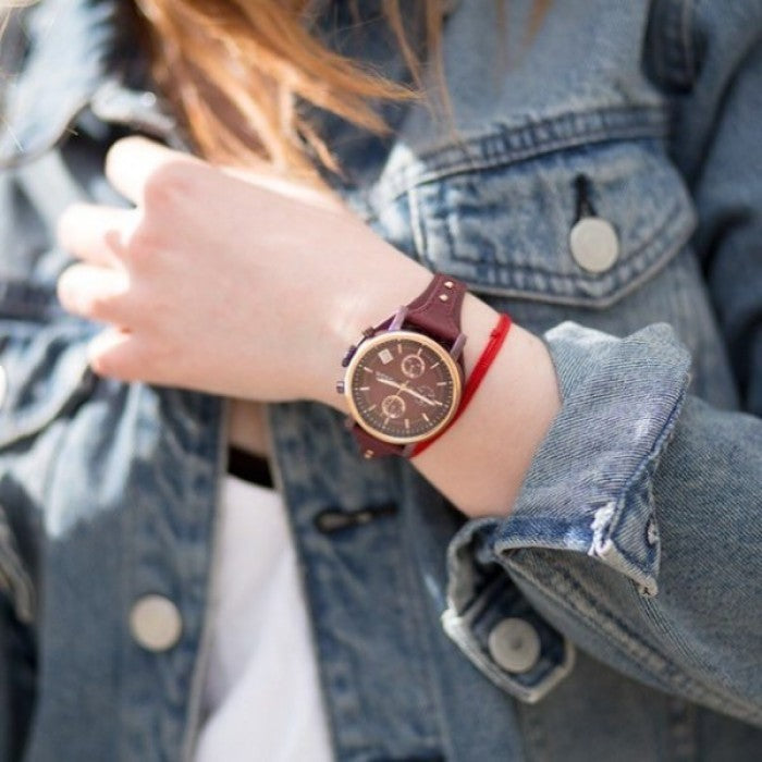  Shop Authentic Fossil Original Boyfriend Sport Chronograph Maroon Dial Maroon Leather Strap Watch for Women - ES4114 - Luxxuri