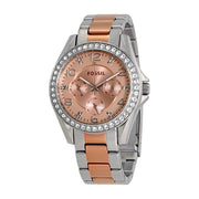  Shop Authentic Fossil Riley Multifunction Rose Gold Dial Two Tone Steel Strap Watch for Women - ES4145 - Luxxuri