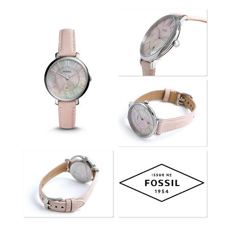  Shop Authentic Fossil Jacqueline Blush Mother of Pearl Dial Pink Leather Strap Watch for Women - ES4151 - Luxxuri