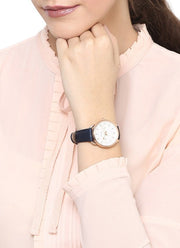  Shop Authentic Fossil Tailor White Dial Blue Leather Strap Watch for Women - ES4260 - Luxxuri