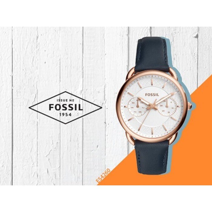  Shop Authentic Fossil Tailor White Dial Blue Leather Strap Watch for Women - ES4260 - Luxxuri