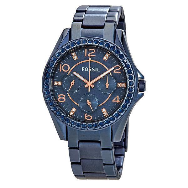  Shop Authentic Fossil Riley Quartz Blue Dial Blue Steel Strap Watch for Women - ES4294 - Luxxuri