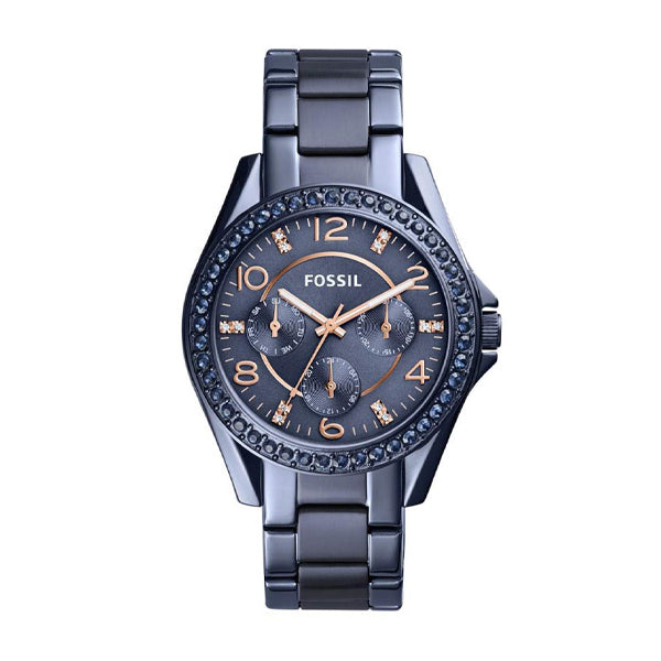  Shop Authentic Fossil Riley Quartz Blue Dial Blue Steel Strap Watch for Women - ES4294 - Luxxuri