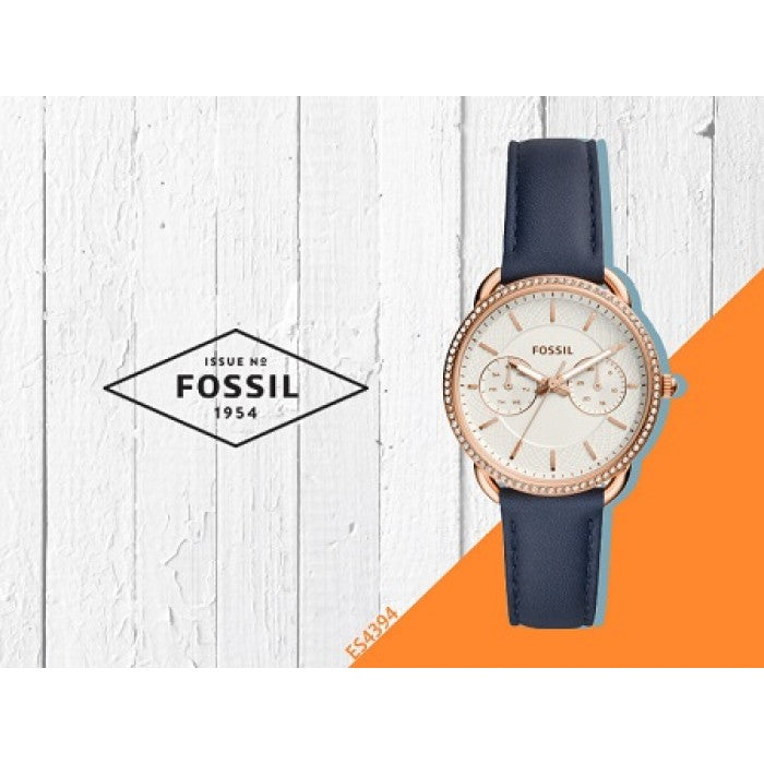  Shop Authentic Fossil Tailor White Dial Blue Leather Strap Watch for Women - ES4394 - Luxxuri